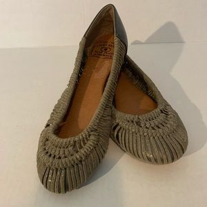 Lucky Brand Gold Macrame String Ballet Flats